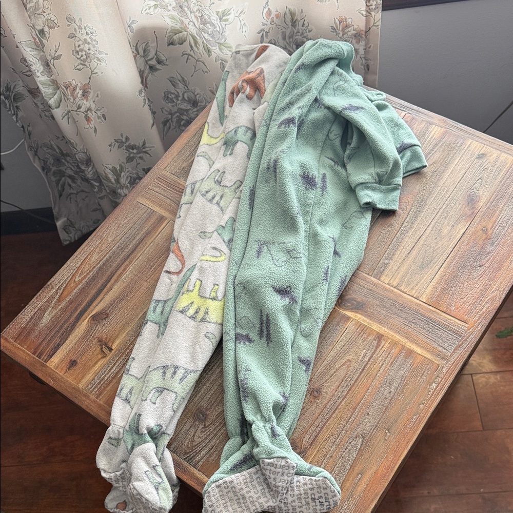 Carter's Green and Gray Dinosaur Footie Pajamas
